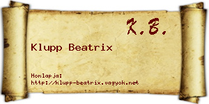 Klupp Beatrix névjegykártya